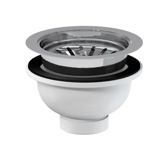 Slovarm Leeresztőszelep, rozsdamentes acél lefolyószűrővel, ø114 mm 418625