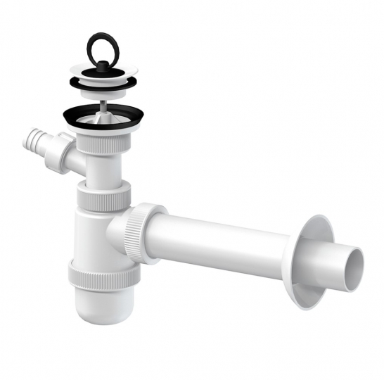 Slovarm Mosdószifon, műanyag lefolyószűrő Ø63, csatlakozócsonkkal 621136