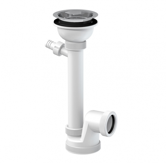 Slovarm Mosogatószifon, Ø114 mm-es rozsdamentes acél lefolyószűrő, csatlakozócsonkkal 621022