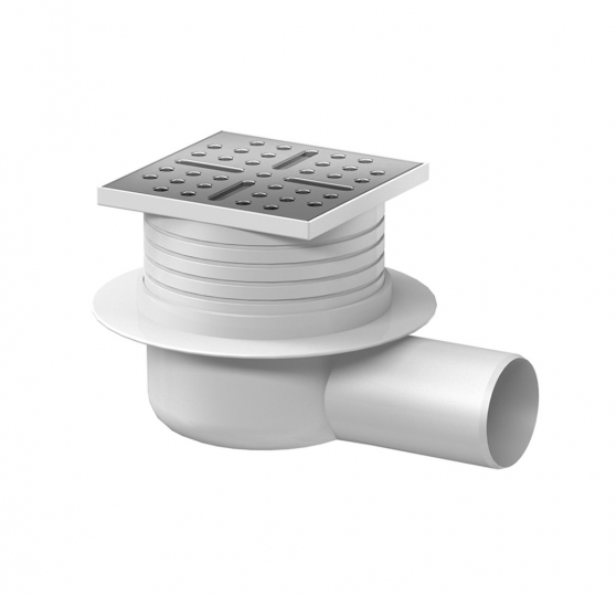 Slovarm Padlóösszefolyó, vízszintes, rozsdamentes acél rács 100×100mm 670016