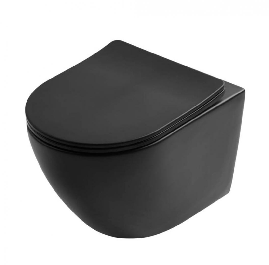 Slovarm Rimless WC ülőkével Fali függesztésű, kerámia, fekete színben 672404