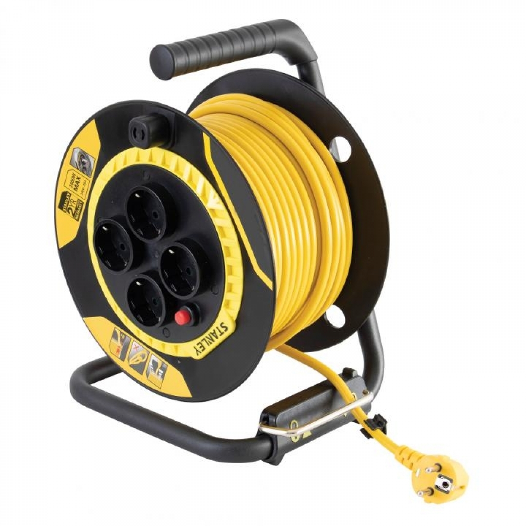 Stanley SXECCL26BSE Beltéri kábeldob beépített kábelvezetővel, 25m kábellel, h05vv-f 3g1,5