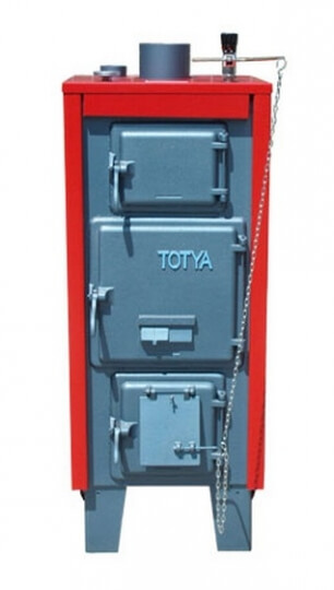 Totya VR 28 B Lemez vízrostélyos vegyestüzelésű kazán 28 kW, hőszigetelt burkolattal (huzatszabályzóval, hőmérővel) + ajándék gyári tisztító vassal