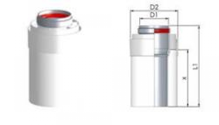 Tricox PACS607C 80/125 Füstcső L=1000 mm PPs/Alu