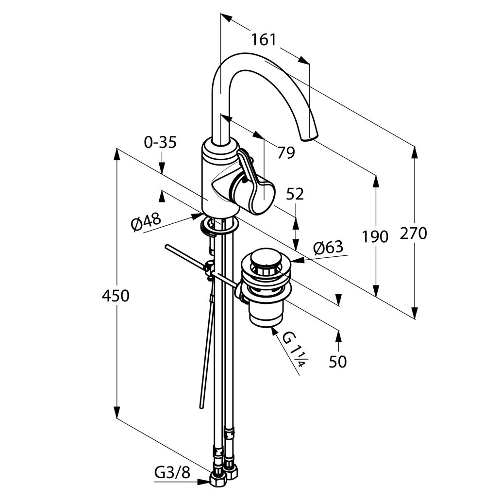Kludi Bingo Star Mosdó Csaptelep Íves Kifolyócsővel és Leeresztőszeleppel 420300578 műszaki adatlap