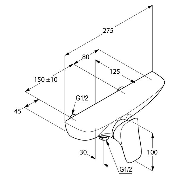 Kludi Amba Zuhanycsaptelep Falra szerelhető 537100575 műszaki adatlap