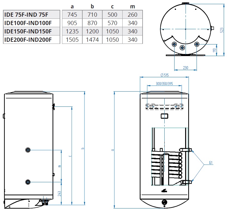 Hajdu IDE150F ERP Fali 1 hőcserélős indirekt tároló elektromos fűtéssel