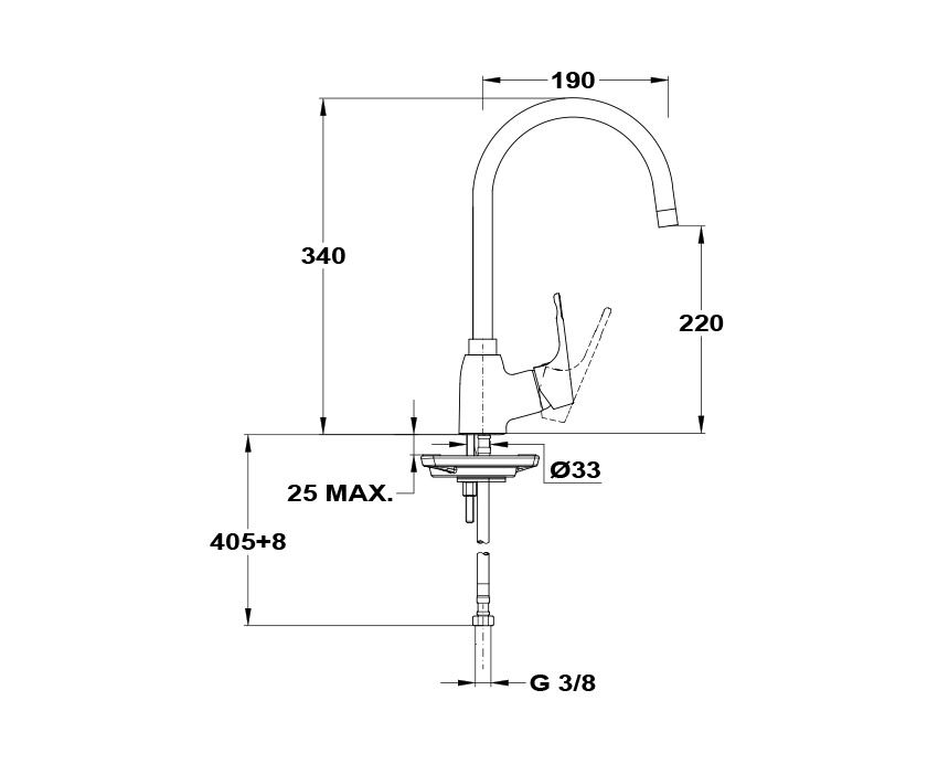 Mofém Junior EVO X Álló Mosogató Csaptelep Magas 240 mm-es Nagyíves Kifolyócsővel 152-0052-01 műszaki adatlap