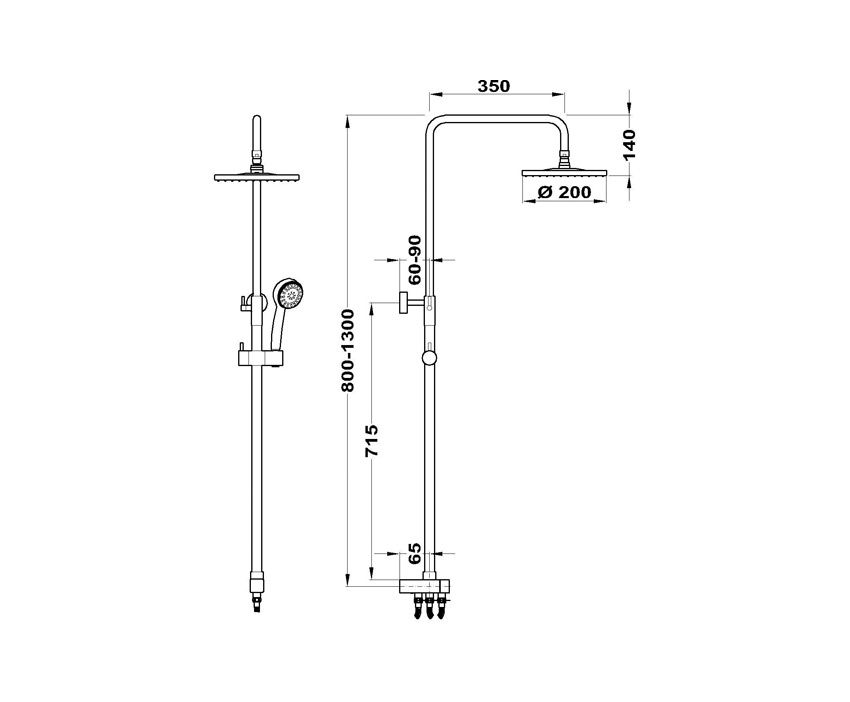 Mofém Junior Evo Zuhanyrendszer Termosztátos Csapteleppel Teleszkópos Felszállócsővel Fej- és Kézizuhannyal 170-0004-00 műszaki adatlap