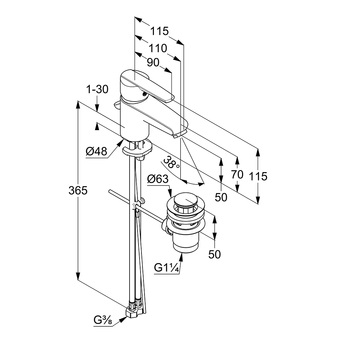 Kludi Active Mosdó csaptelep leeresztőszelepes 50 mm 383810561