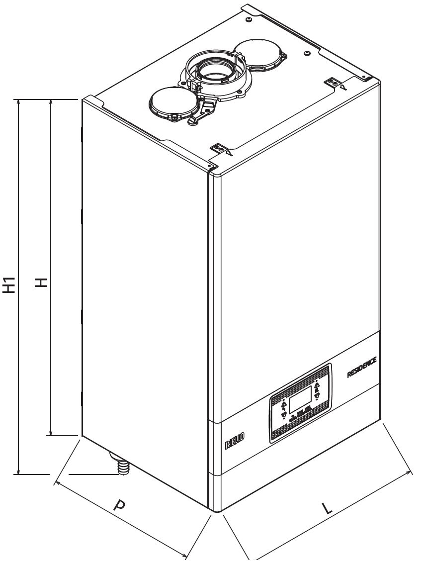 Riello Residence 20 IS MTN Fali kondenzációs fűtő gázkazán 19 kW műszaki ábra