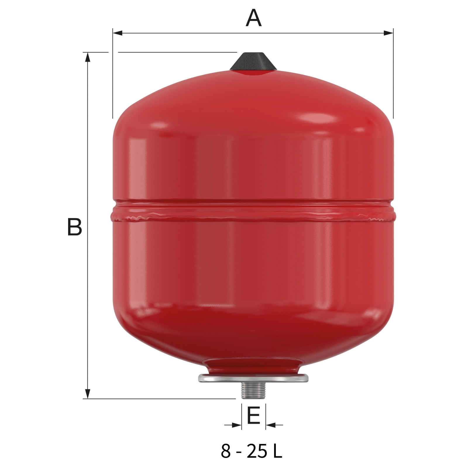Flamco Baseflex fűtési tágulási tartály 8/1,5 bar fali (25300) műszaki ábra