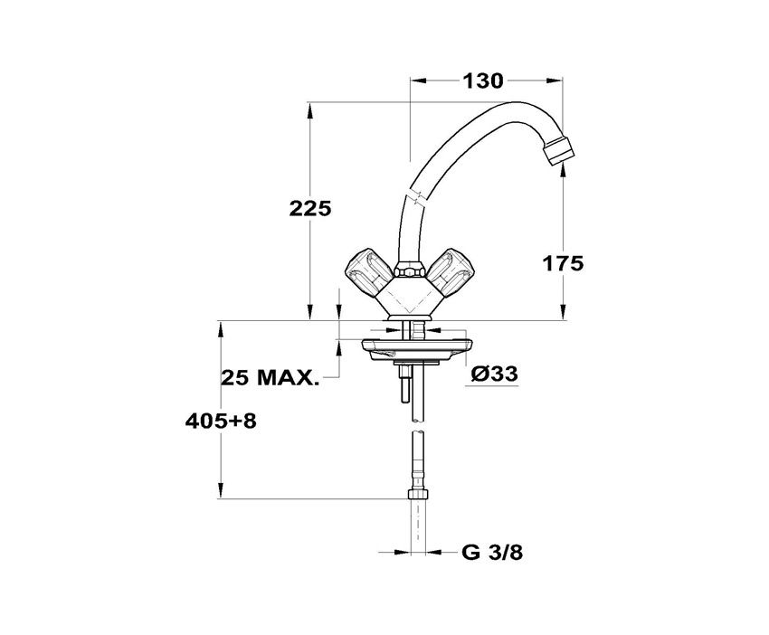 Mofém Eurosztár Bojler Csaptelep Felső elhelyezésű nyílt rendszerű bojlerekhez 161-0028-01 műszaki adatlap